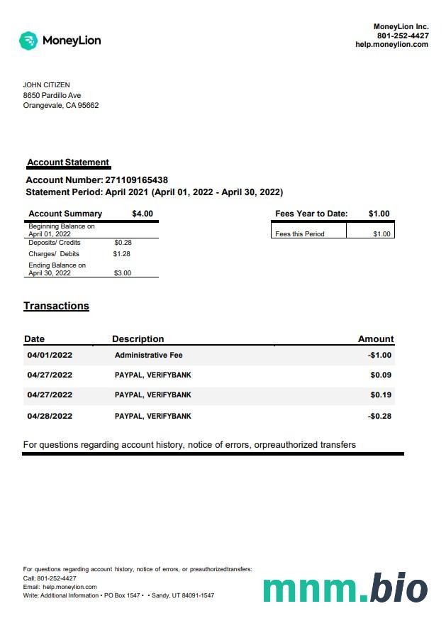Usa California Bluevine bank St word pdf